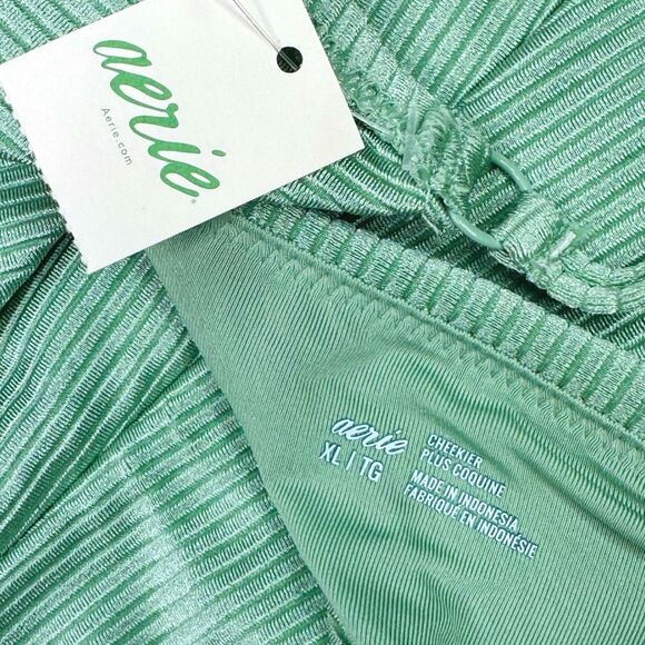 aerie Green Cheekier Side Tie String Bikini Bottoms - Size XL - Picture 3 of 3